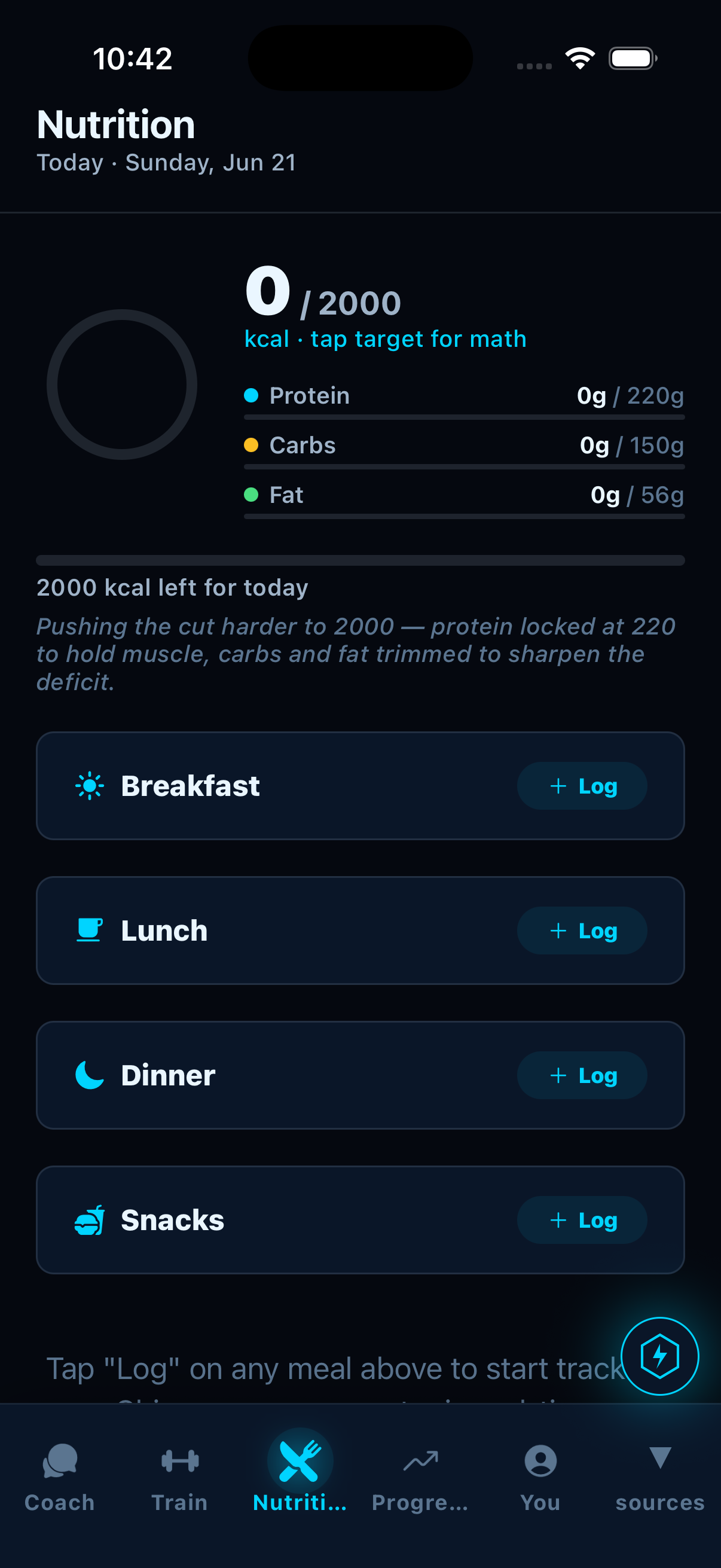 Nutrition tracking with macro targets and the reasoning behind them