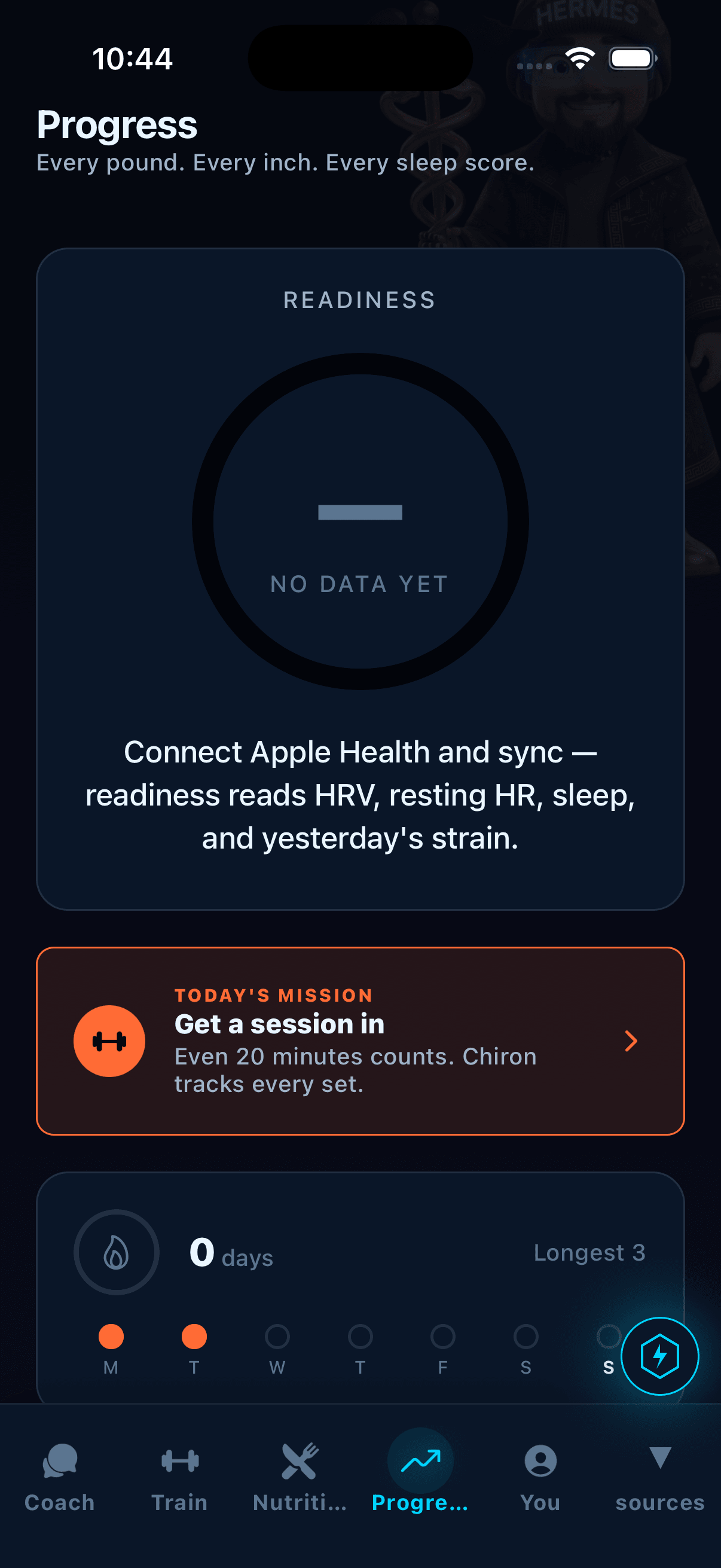 Progress and readiness tracking, recovery from Apple Health